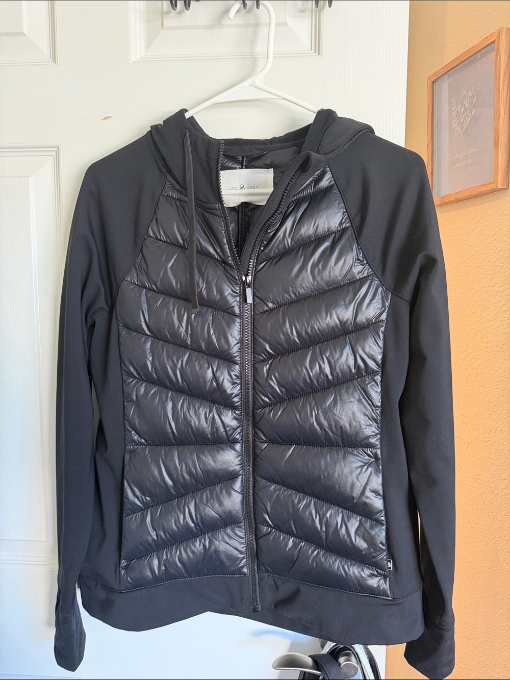 Lou & Grey (LOFT) Quilted Hooded Jacket - Black